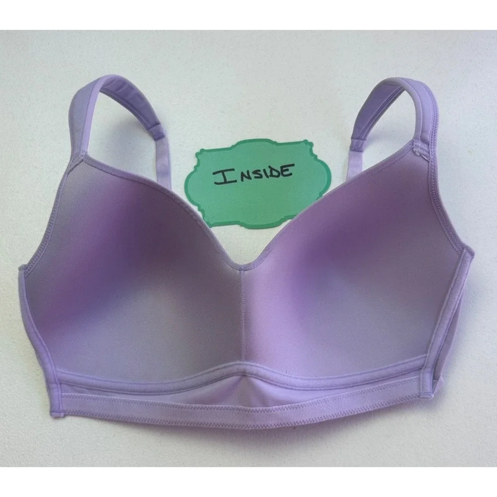 Rhonda Shear 2Pk Molded Cup Bra L Black Zebra Orchid Purple Wireless Comfort - Picture 13 of 16